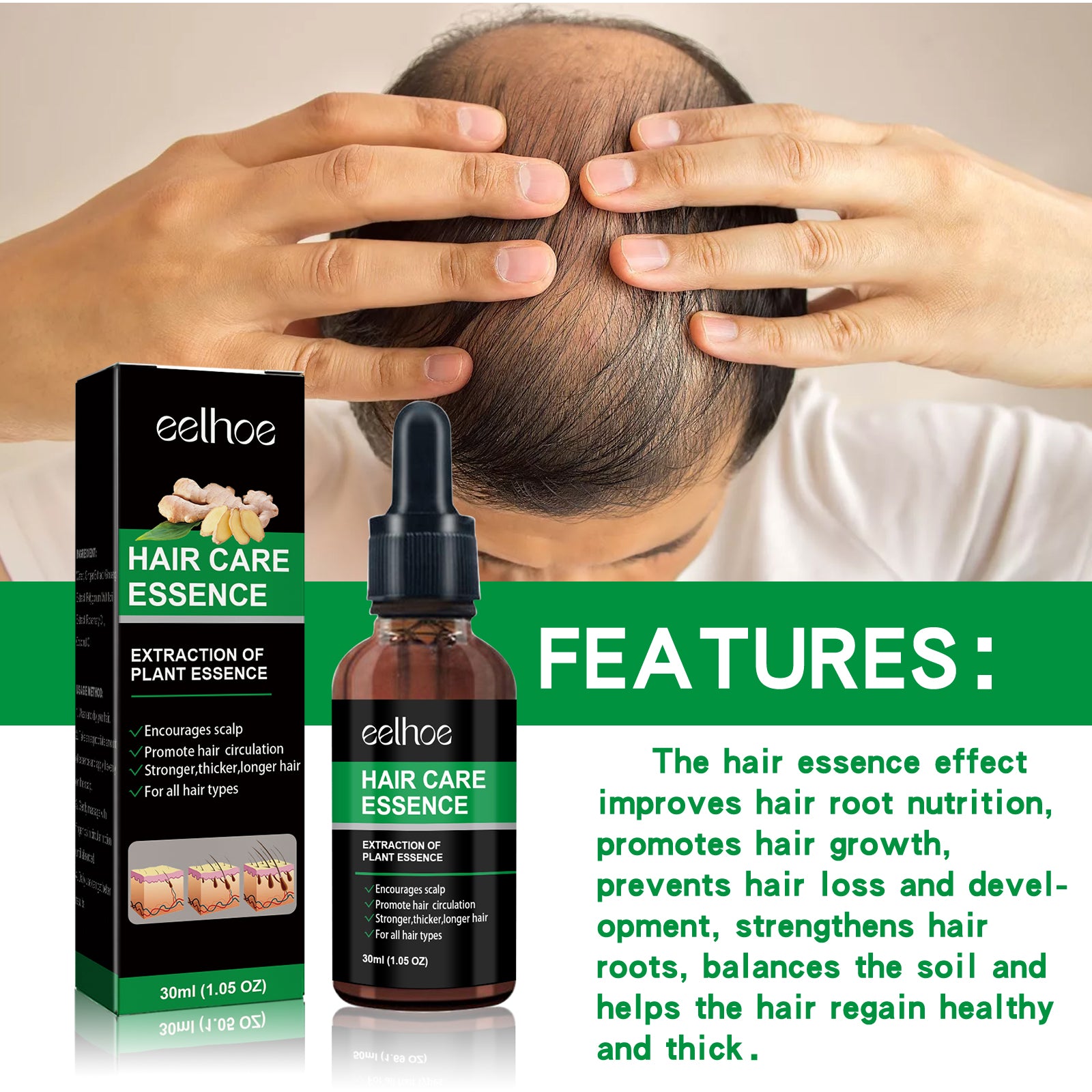 Lightweight Ginger Hair Serum for Thinning Hair