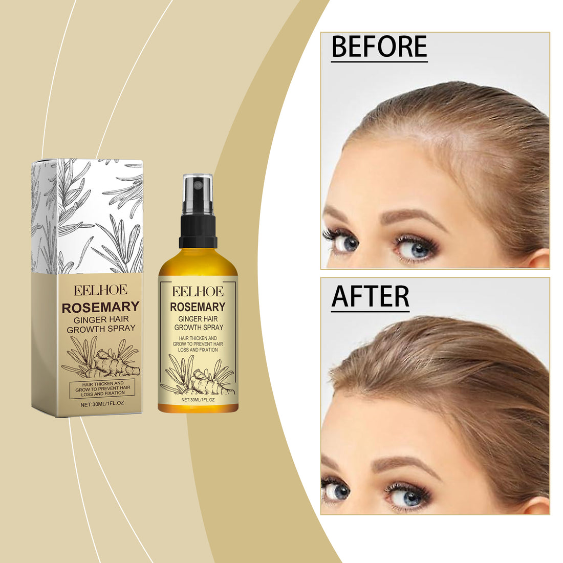 Rosemary Ginger Hair Growth Spray for Thinning & Dry Hair