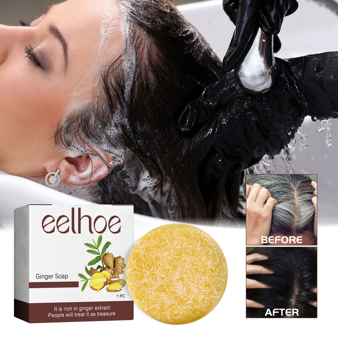 Ginger Shampoo Soap for Gray Hair & Thinning Hair